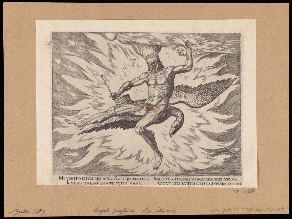 Fire (Zeus) 1564 print by Philip Galle, S.I 15686, Prints Department, Royal Library of Belgium