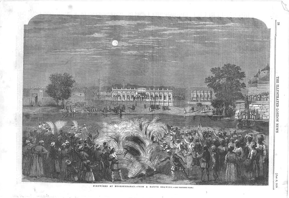 Fireworks at Moorshedabad, from a Native Drawing - ILN 1858