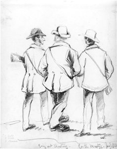 Going out Shooting, Castle Martyr (William Frederick Fownes Tighe; General Dixon; Richard Boyle, 4th Earl of Shannon) by Hon. Henry Richard Graves