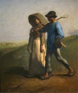 Going to Work by Jean-François Millet, 1851-53. Free illustration for personal and commercial use.