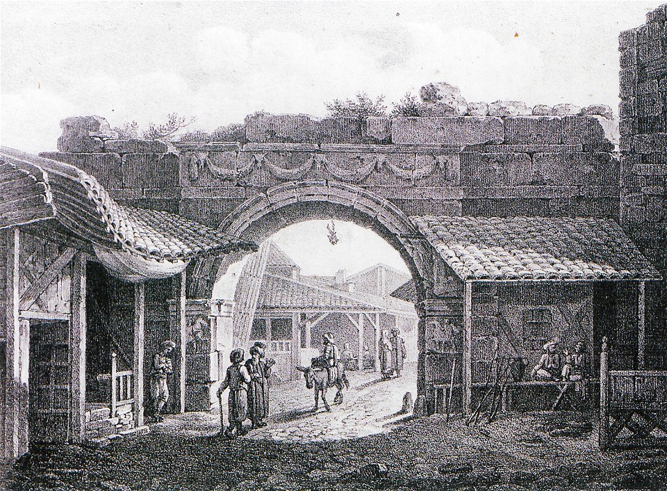 Golden Gate or Axios-Vardar Gate in Thessaloniki, Cousinéry, 1831