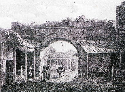 Golden Gate or Axios-Vardar Gate in Thessaloniki, Cousinéry, 1831. Free illustration for personal and commercial use.