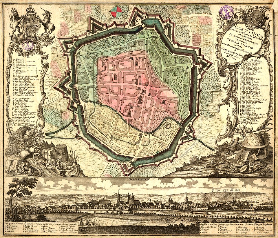 Goettingen fortifikationsplan matthaeus seutter um 1730