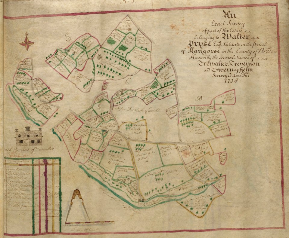 Gogerddan estate maps 113. 1738 survey of Estate of Walter Pryse, Llangorse