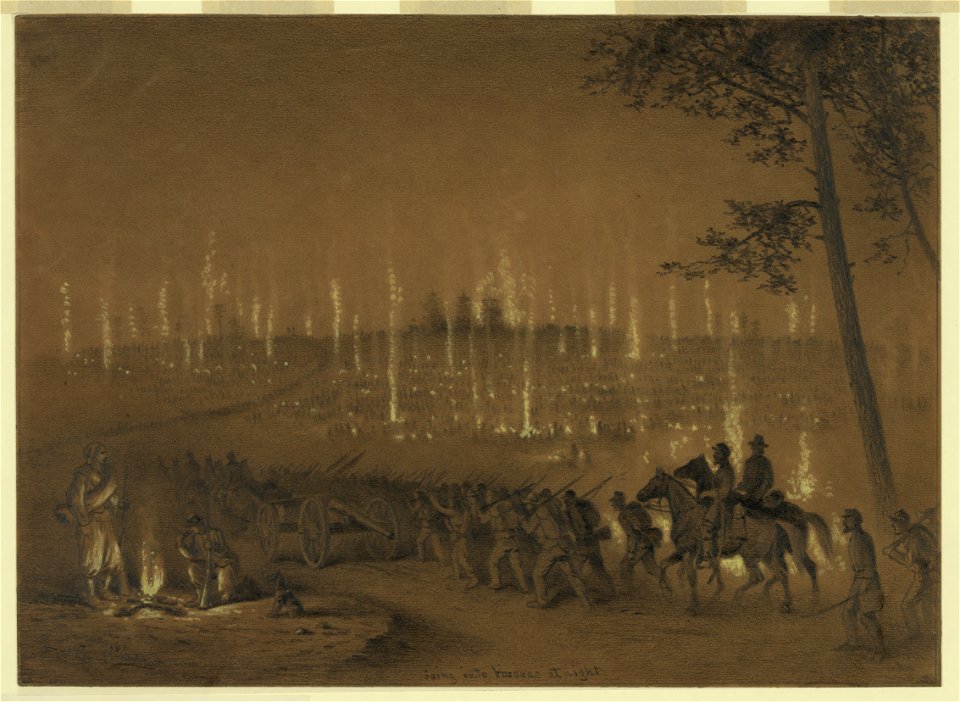 Going into bivouac at night - Edwin Forbes. LCCN2004661900