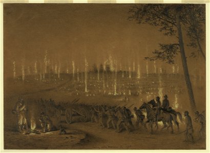 Going into bivouac at night - Edwin Forbes. LCCN2004661900