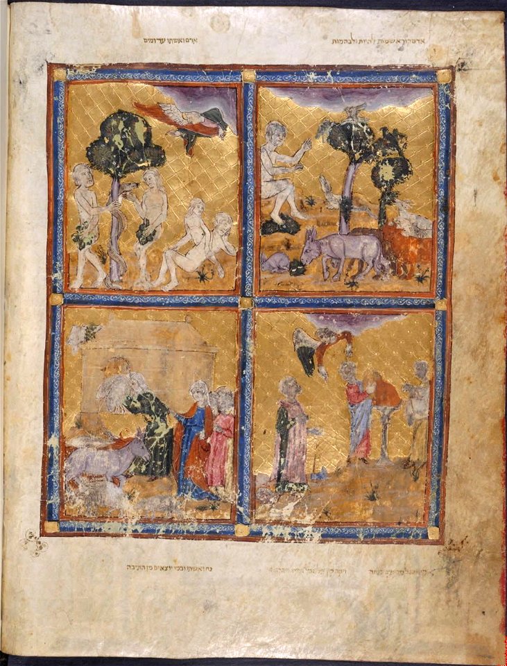Golden haggadah - scenes from genesis - BL Add.27210, f.2v