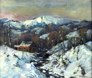Snowy Banks on the River by Arthur Clifton Goodwin. Free illustration for personal and commercial use.