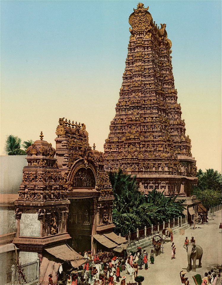 Gopuram in 1890 detail, South of India. Seringham, Gopura. LCCN2017657630 (cropped)