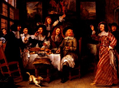 Gonzales Coques - Dinner of artists