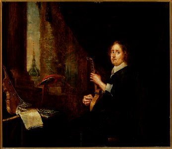 Gonzales Coques - Portrait of a man with a cythara - M.Ob.1701 - National Museum in Warsaw