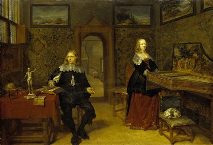 Gonzales Coques - The young scholar and his wife