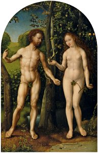 Gossaert Thyssen Adam and Eve. Free illustration for personal and commercial use.