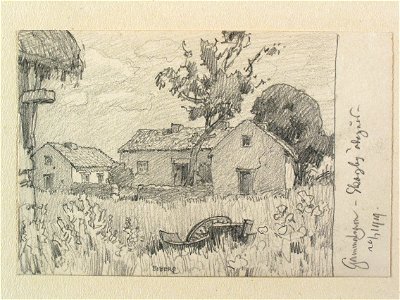 Gotland, Gammelgarns sn. Skogby ödegård . Teckning av Ferdinand Boberg - Nordiska museet - NMA.0088041
