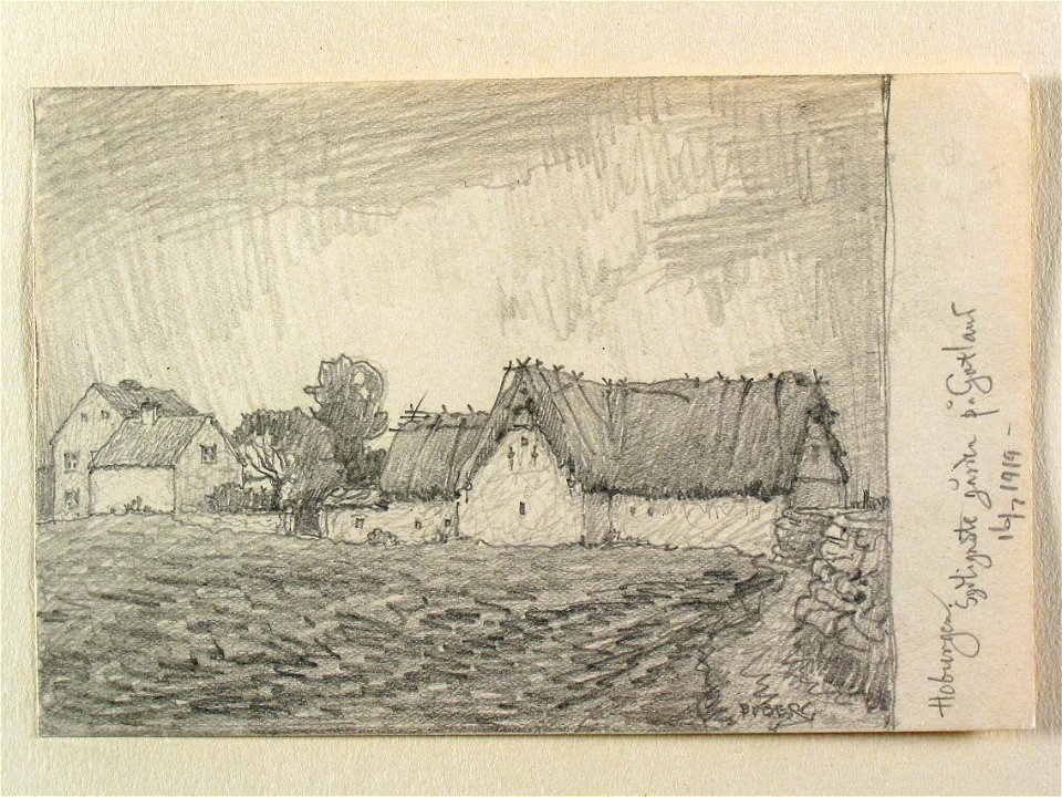Gotland, Sundre sn. Hoburgen – sydligaste gården på Gotland . Teckning av Ferdinand Boberg - Nordiska museet - NMA.0088044