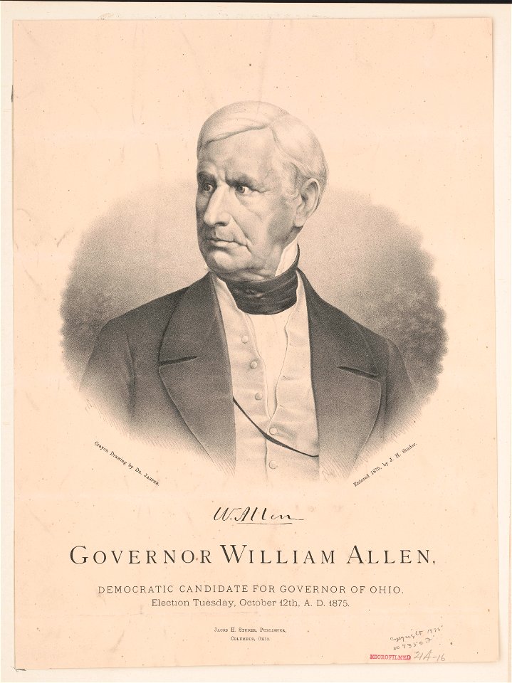 Governor William Allen, Democratic candidate for governor of Ohio - crayon drawing by Dr. Jasper. LCCN2012649709