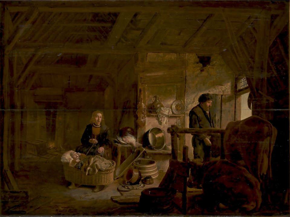 Govert Dircksz. Camphuysen - Interior of a Cottage - KMSsp364 - Statens Museum for Kunst