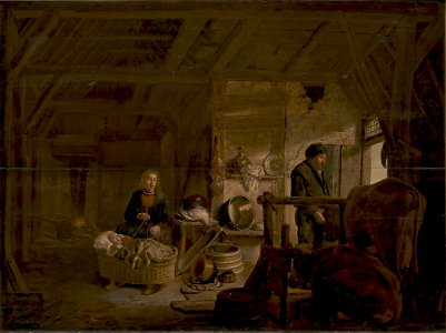Govert Dircksz. Camphuysen - Interior of a Cottage - KMSsp364 - Statens Museum for Kunst