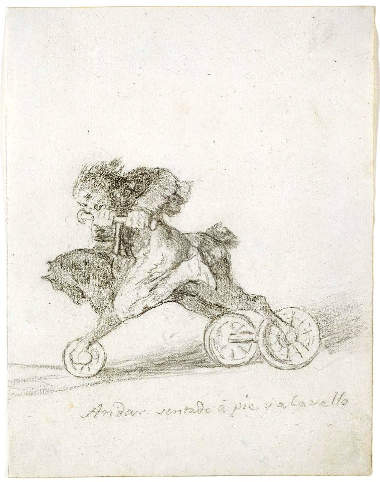 Goya - Andar sentado á pie y a Cavallo (To go along seated, on foot, and on horseback), Sheet 10 from Album G (Bordeaux Album I), 1973.697