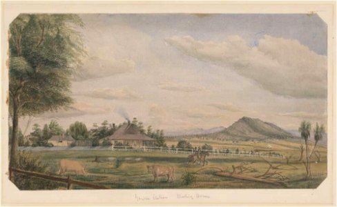 Gowrie Station, Darling Downs, 1852, watercolour by James Gay Sawkins
