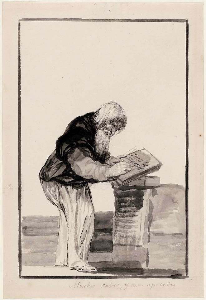 Goya - (Old Man Writing) Mucho sabes y aun aprendes (You Know a Lot and You're Still Learning); Sheet 15 from Album E (Black Border Album), 58.359