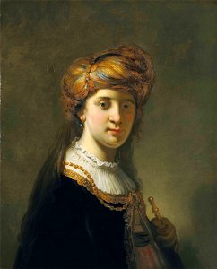 Govaert flinck portrait of a lady in a turban half-length