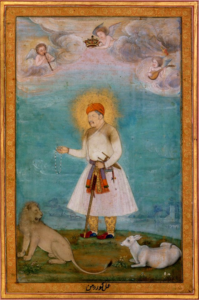 Govardhan. Akbar With Lion and Calf ca. 1630, Metmuseum
