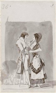 Goya - Couple Conversing on the Paseo (page 36, verso of double-sided drawing from the Madrid Sketchbook (Journal-Album B), 1973.700b