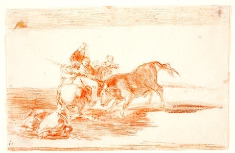 Goya - Dos grupos de picadores arrollados de seguida por un solo toro, D04317