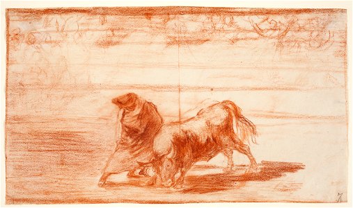 Goya - El diestrísimo estudiante de Falces, embozado burla al toro con sus quiebros, D04299