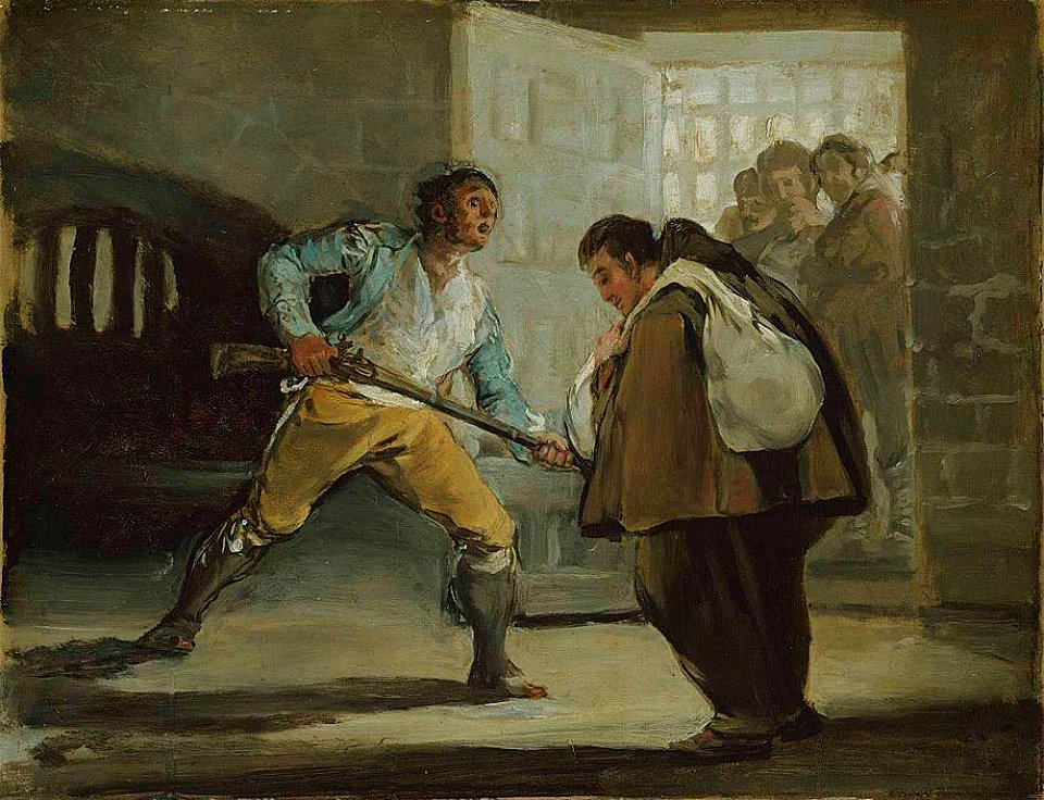 Francisco de Goya - El Maragato Threatens Friar Pedro de Zaldivia with His Gun