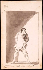 Goya - Good Priest, Where Was It Celebrated (Buen sacerdote, ¿donde se ha celebrado) (Man Pulling Up his Breeches) Album B, 86 (verso of double-sided drawing), 63.984b