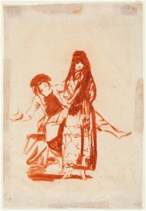 Goya - Hombre gesticulando detrás de una maja, D03906