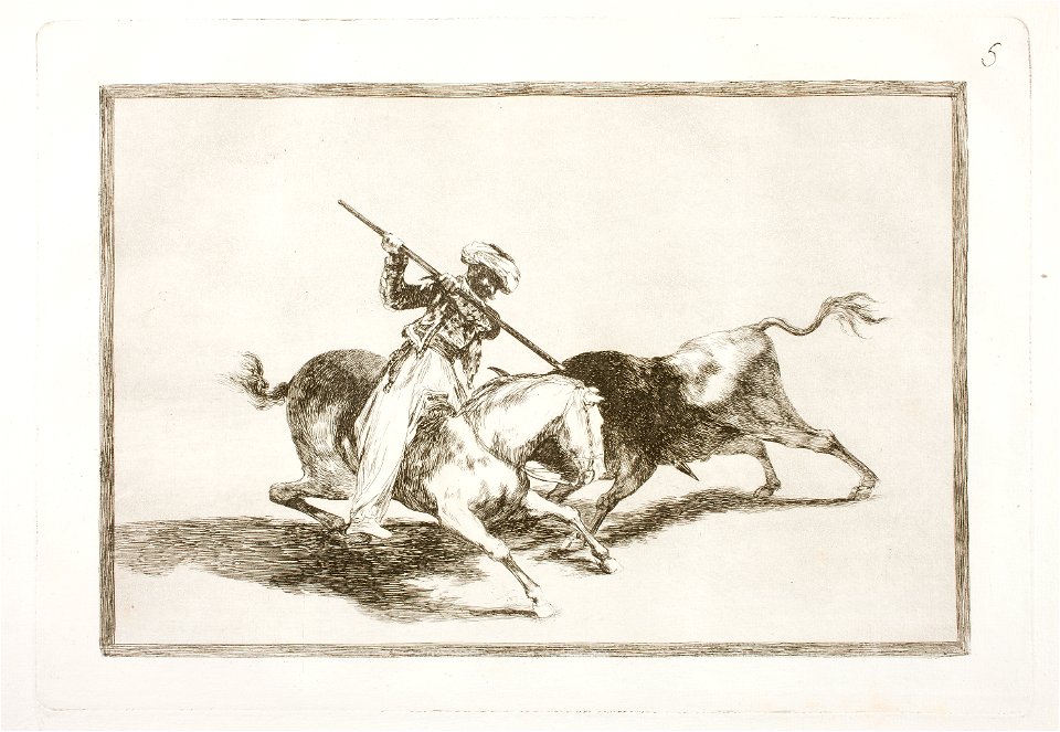 Goya - La Tauromaquia 05 El animoso moro Gazul es el primero que lanceó toros en regla, G02415