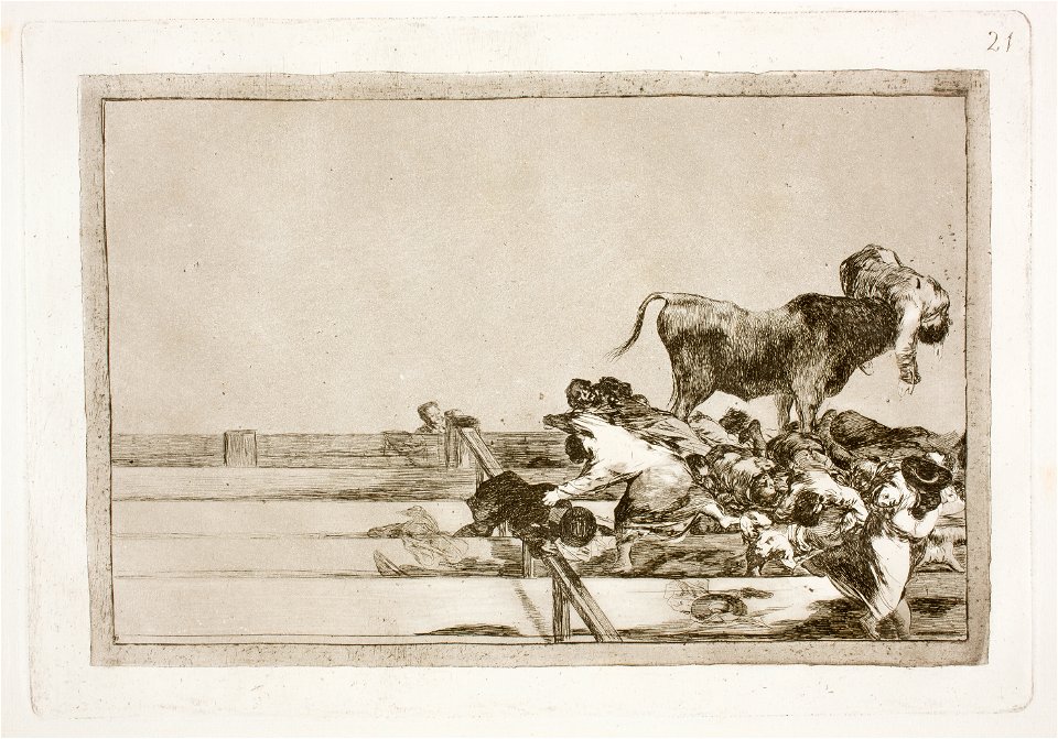 Goya - La Tauromaquia 21 Desgracias acaecidas en el tendido de la plaza de Madrid, y muerte del alcalde de Torrejon, G02431