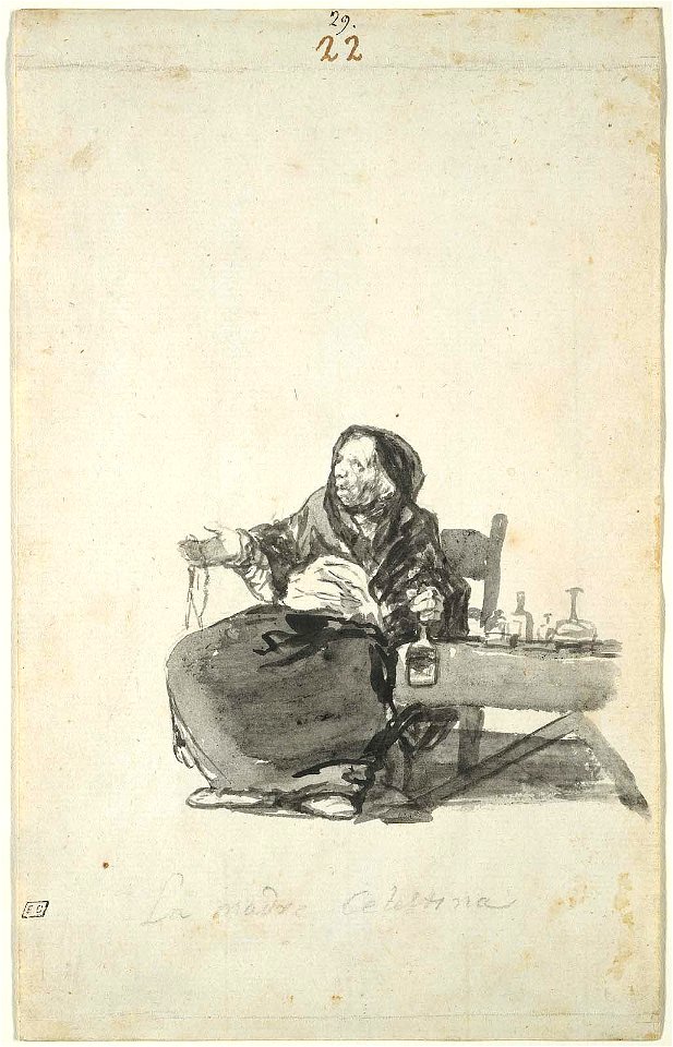 Goya - La madre Celestina (Mother Celestina); Sheet 22 from Album D (Witches and Old Women Album), 59.200