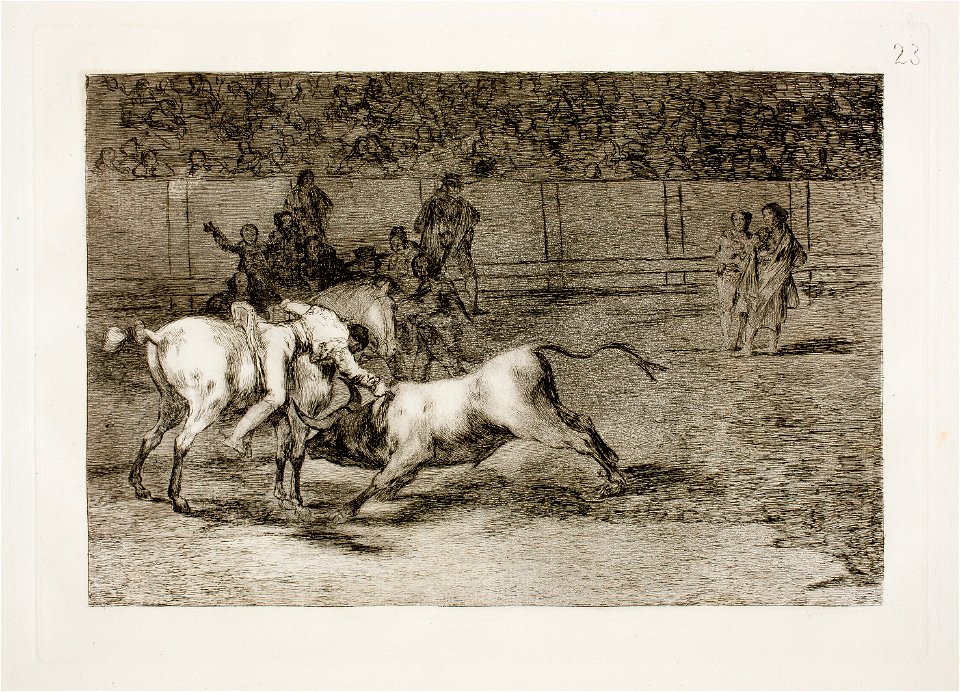 Goya - La Tauromaquia 23 Mariano Ceballos, alias el Indio, mata el toro desde su caballo, G02433