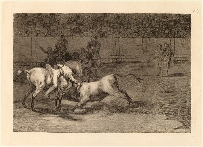 Goya - Mariano Ceballos, alias el Indio, mata el toro desde su caballo. Free illustration for personal and commercial use.