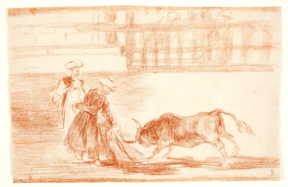 Goya - Los moros hacen otro capeo en plaza con su albornoz, D04378