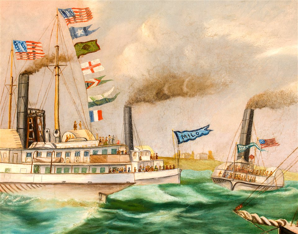 First International Yacht Race off Children's Island (Marblehead, Massachusetts), by M. H. Howes LHS detail