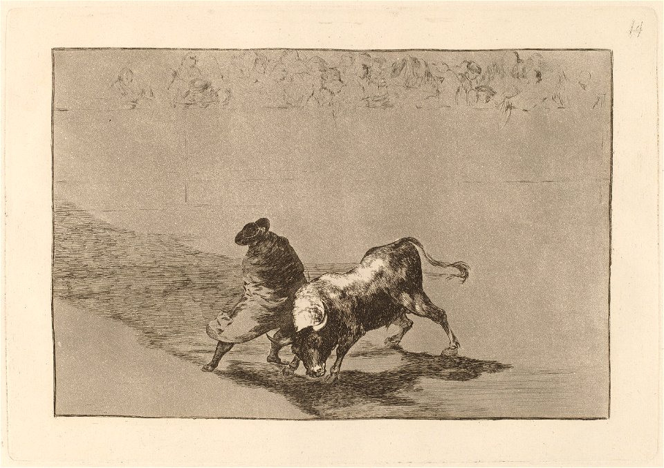Goya - El diestrisimo estudiante de Falces, embozadoburla al toro con sus quiebros