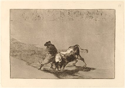 Goya - El diestrisimo estudiante de Falces, embozadoburla al toro con sus quiebros