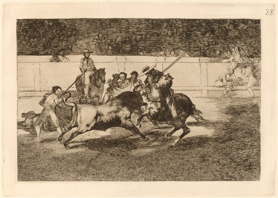 Goya - El esforzado Rendon picando un toro, de cuya suerte murio en plaza de Madrid