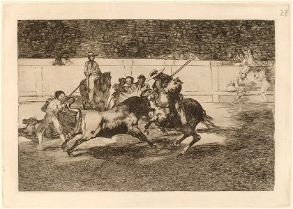 Goya - El esforzado Rendon picando un toro, de cuya suerte murio en plaza de Madrid
