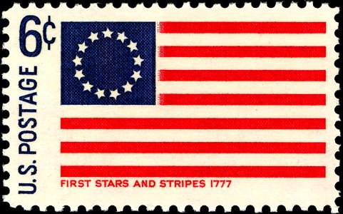 First Stars and Stripes Flag - Historic Flag Series - 6c 1968 issue U.S. stamp