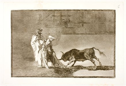 Goya - La Tauromaquia 06 Los moros hacen otro capeo en plaza con su albornoz, G02416