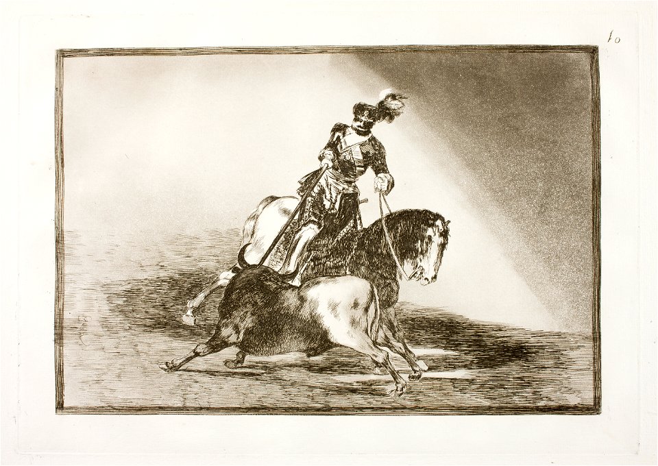 Goya - La Tauromaquia 10 Carlos V lanceando un toro en la plaza de Valladolid, G02420
