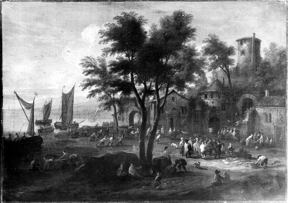 Fish Market near a Coast Town (Mathys Schoevaerdts) - Nationalmuseum - 17630