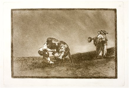Goya - La Tauromaquia 16 El mismo vuelca un toro en la plaza de Madrid, G02426