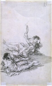 Goya - Majo riéndose de dos muchachas que se pegan, The Hispanic Society of America, Ca. 1794 - 1797